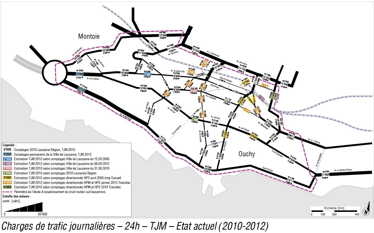 Assainissement du bruit routier – Sud lausannois : établissement du plan de charges TJM 2030